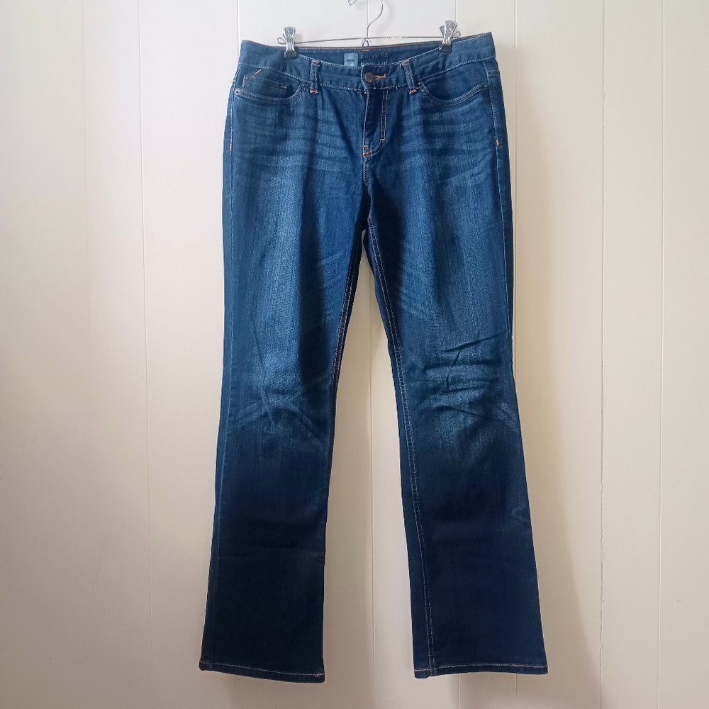 Mossimo Women's Dark Blue Denim Curvy Fit Boot Cut Jeans 10L